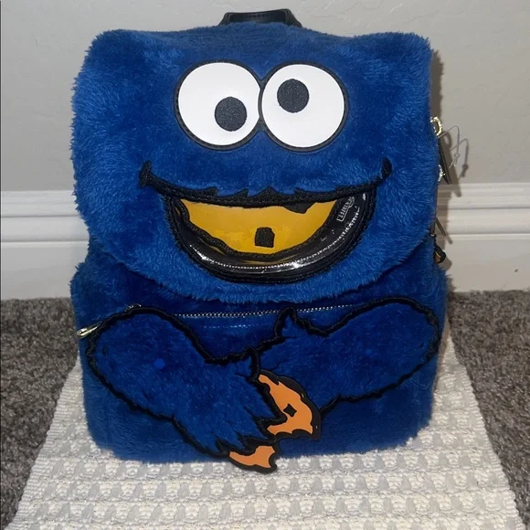 NWT Loungefly Sesame Street Cookie Monster Cosplay Mini Backpack W/Coin Bag - Picture 10 of 14